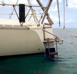 Echelle de bain dépliée vue gauche