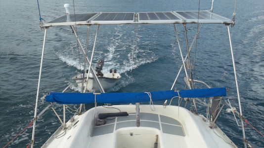 Taud de cockpit roulé pret a être rangé